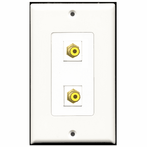 RiteAV - 2 Port RCA Yellow  Wall Plate Decora White