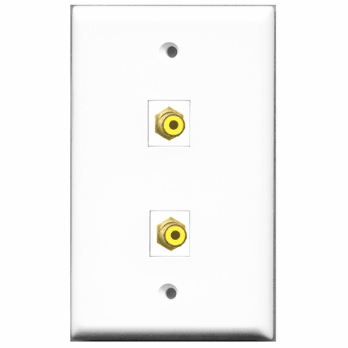 RiteAV - 2 Port RCA Yellow  Wall Plate White