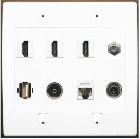 RiteAV 3 Port HDMI 1 Coax Cable TV USB Digital Optical Ethernet 3.5mm Wallplate
