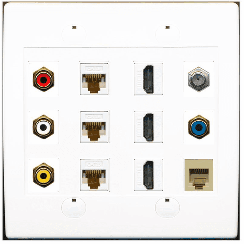 RiteAV 3 RCA Composite 3 Cat6 Ethernet 3 HDMI Coax RCA Phone Wall Plate