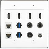 Riteav - Piastra Parete TV Con Porta Coassiale F-Type E 2 Porte