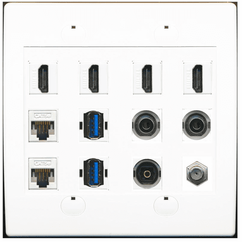 RiteAV 4 Port HDMI 2 x Ethernet - USB 3 - 3.5mm 1 x Toslink and Coax Wall Plate