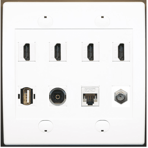 RiteAV 4 x HDMI 1 x USB Digital Optical Cat5e Ethernet and Coax Wallplate