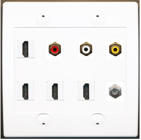 RiteAV 4 x HDMI 3 x RCA Composite and Coax Cable TV Wallplate