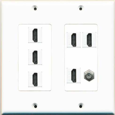 RiteAV 6 Hdmi 1 Coax Wall Plate White