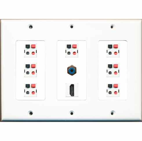 RiteAV Hdmi Rca Blue 7.1 Speaker Jack Home Theater Wall Plate White