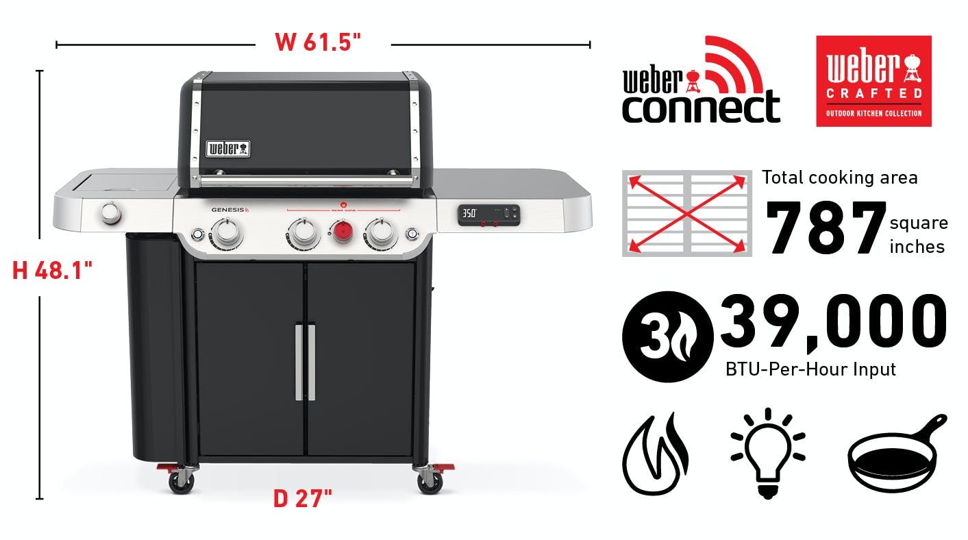 37610001 er GENESIS Smart EX335 Gas Grill with Side Burner and