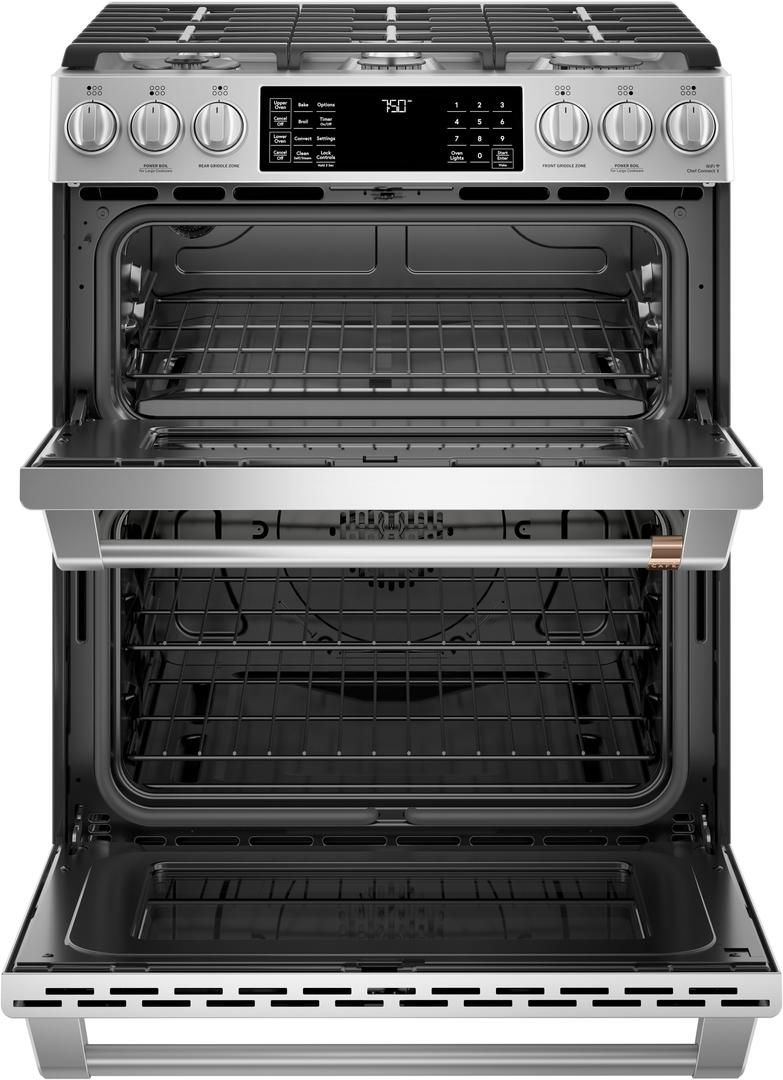 CGS750P2MS1 Cafe 30" SlideIn Front Control Convection Double Oven Gas