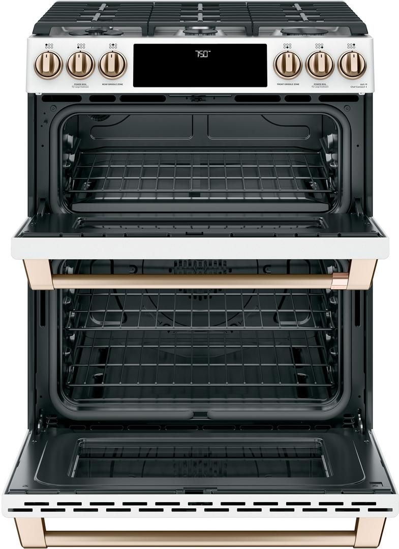 CGS750P4MW2 Cafe 30" SlideIn Front Control Convection Double Oven Gas