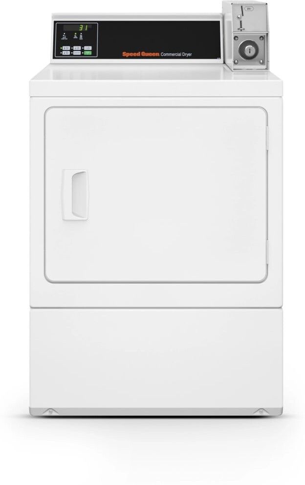 DV6000WG Speed Queen 27" 7.0 cu ft Rear Control Light Commercial Coin Drop Gas Dryer White