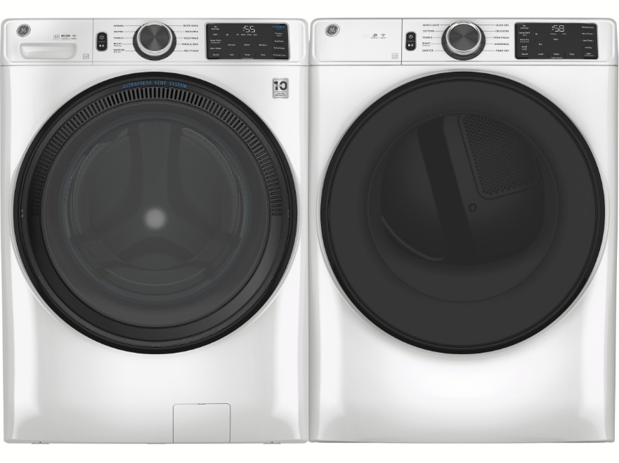 GFD55GSSNWW GE 28" Smart 7.8 cu. ft. Capacity Gas Dryer with WiFi and Sanitize Cycle White