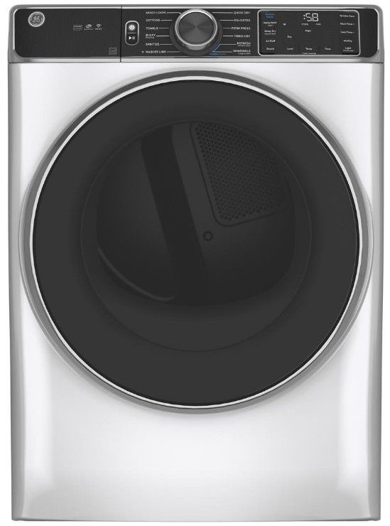 GFD85ESSNWW GE 28" 7.8 cu. ft. Front Load Electric Dryer with Steam WiFi and Sanitize Cycle White