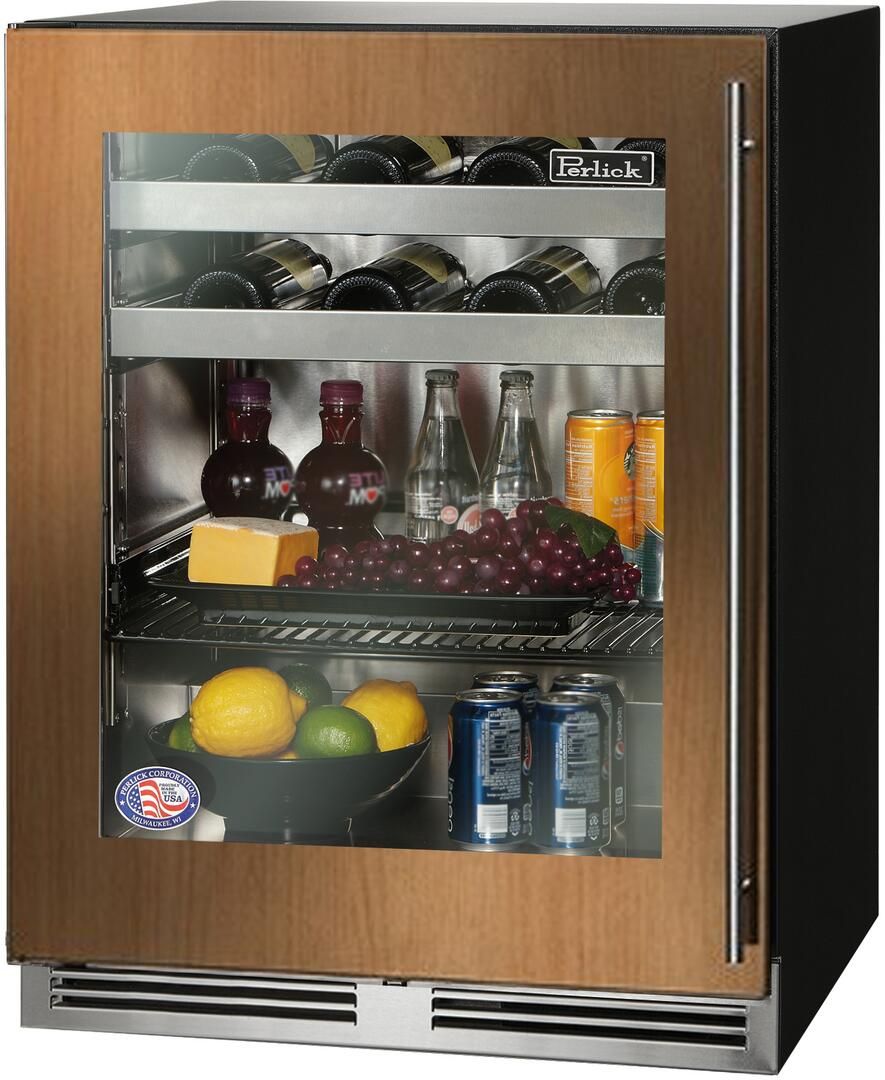 HA24BB44L Perlick 24" ADA Compliant Series Undercounter Beverage Center with Custom Panel Glass