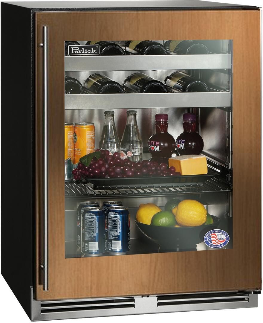 HA24BB44R Perlick 24" ADA Compliant Series Undercounter Beverage Center with Custom Panel Glass