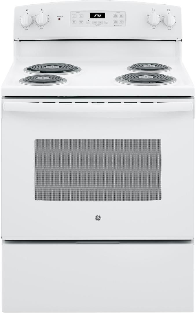 JB256DMWW GE 30" Freestanding Electric Range with SensiTemp Technology