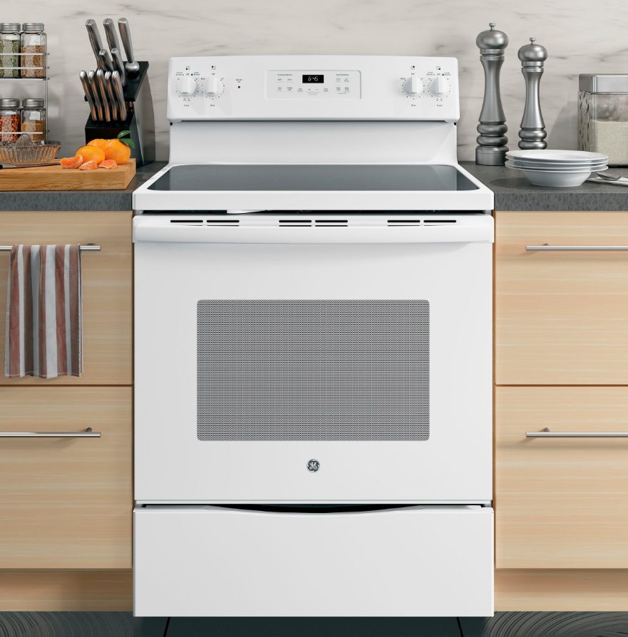 JB645DKWW GE 30" Freestanding Electric Range with Ceramic Glass Cooktop White