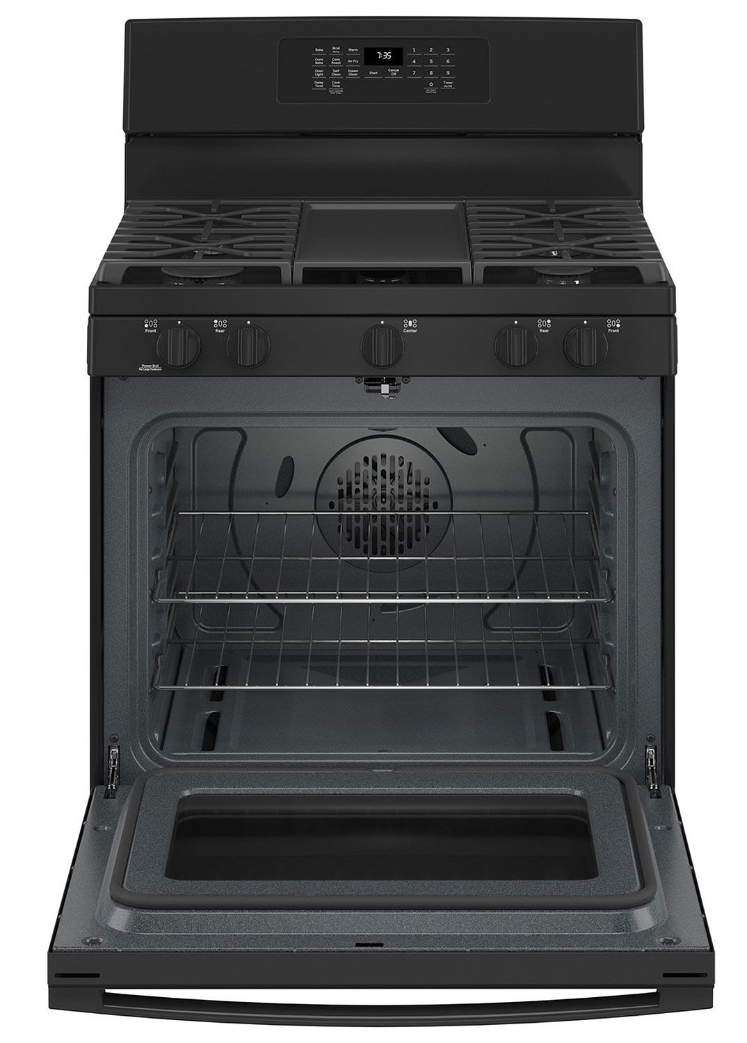 JGB735DPBB GE 30" Freestanding Gas Convection Range with Air Fry Black