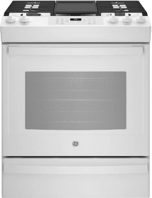 JGS760DPWW GE 30" SlideIn Front Control Convection Gas Range with No