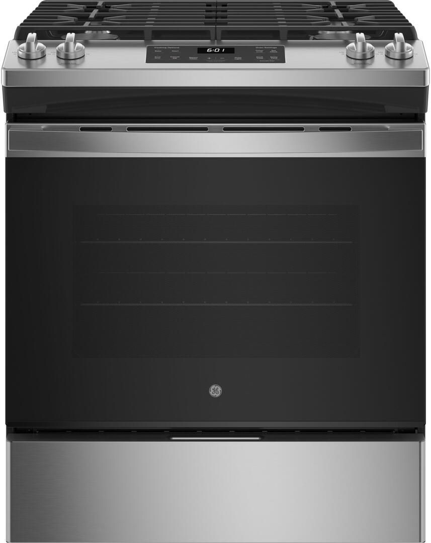 JGSS61SPSS GE 30" Slide In Front Control Gas Range Stainless Steel