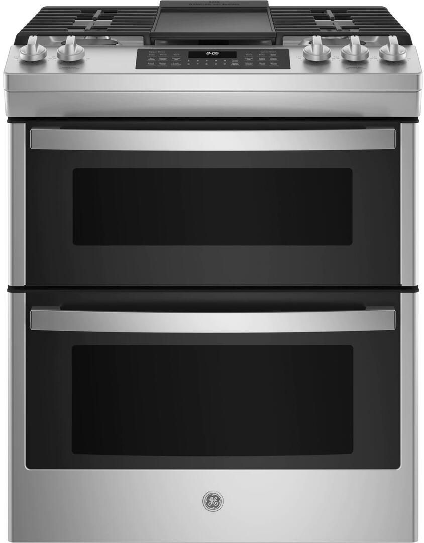 JGSS86SPSS GE 30" Slide In Gas Range with Double Oven Stainless Steel