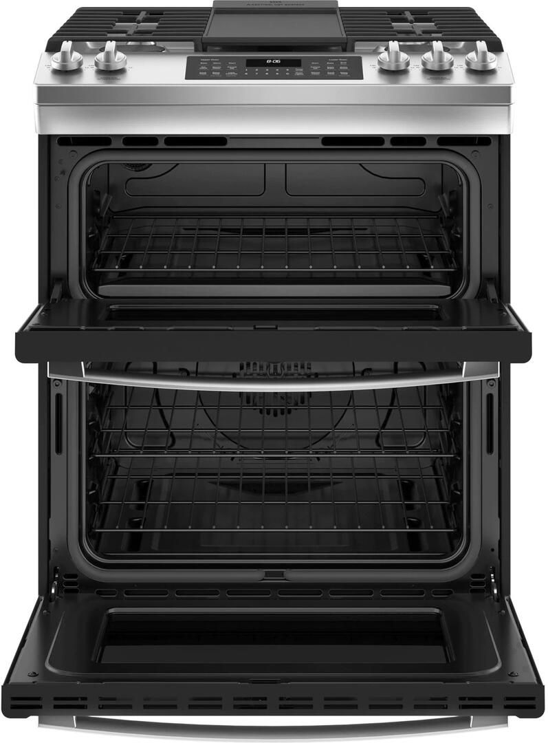 JGSS86SPSS GE 30" Slide In Gas Range with Double Oven Stainless Steel