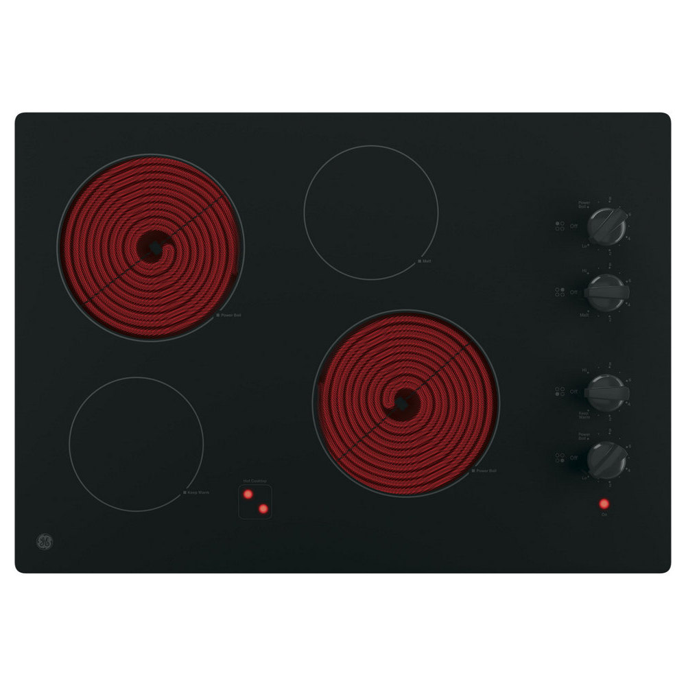 JP3030DJBB GE 30" BuiltIn Knob Control Electric Cooktop with 4 Cooking