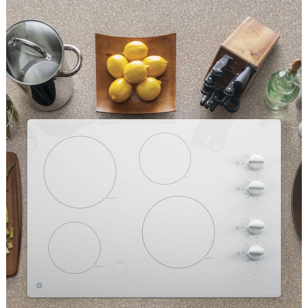 JP3030TJWW GE 30" BuiltIn Knob Control Electric Cooktop with 4 Cooking