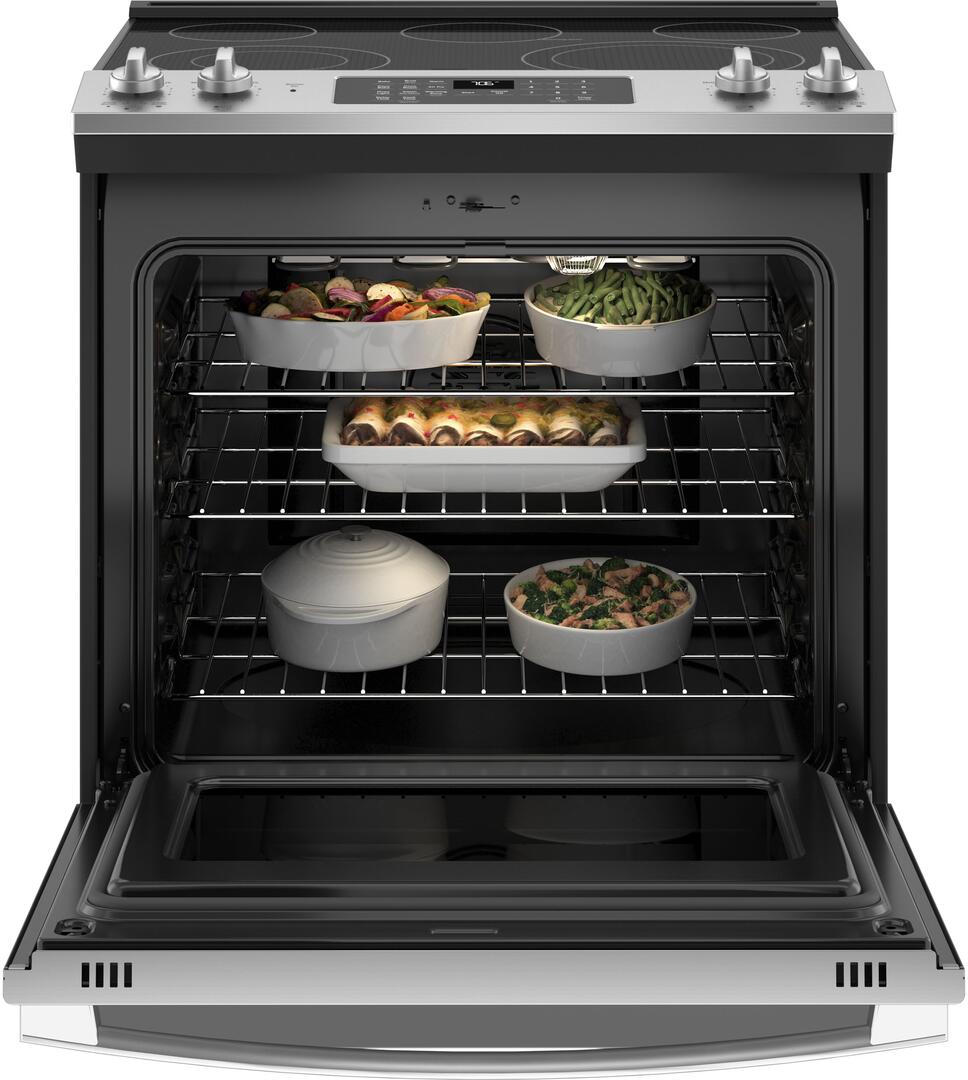 JS760SPSS GE 30" Slide In Electric Convection Range with No Preheat