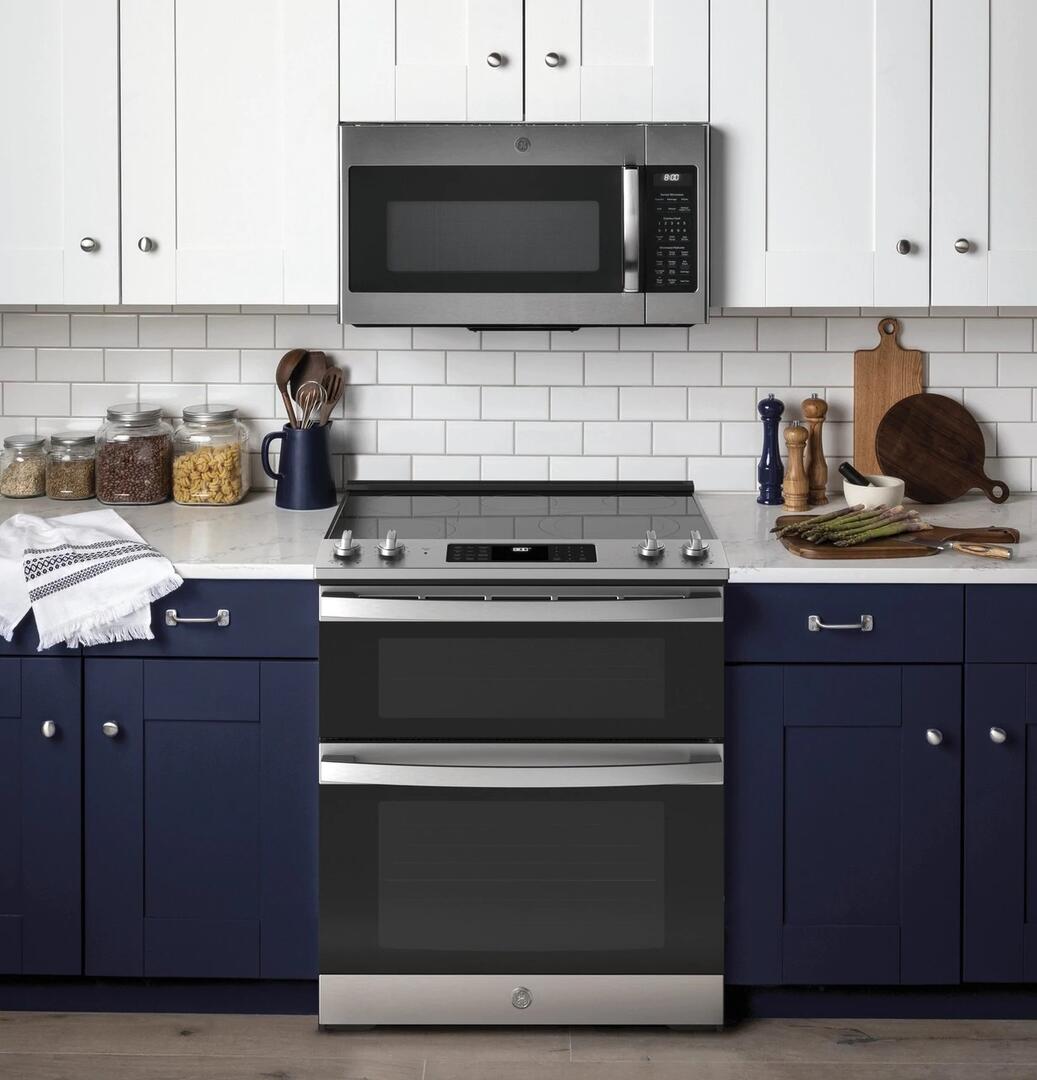 JSS86SPSS GE 30" Electric Slide In Convection Double Oven Range with 5 Elements Stainless Steel