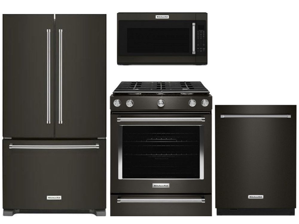 Package KB2 KitchenAid Appliance Package 4 Piece Appliance Package with Gas Range Black