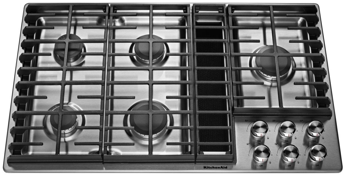 KCGD506GSS KitchenAid 36" 5 Burner Gas Downdraft Cooktop with 300 CFM