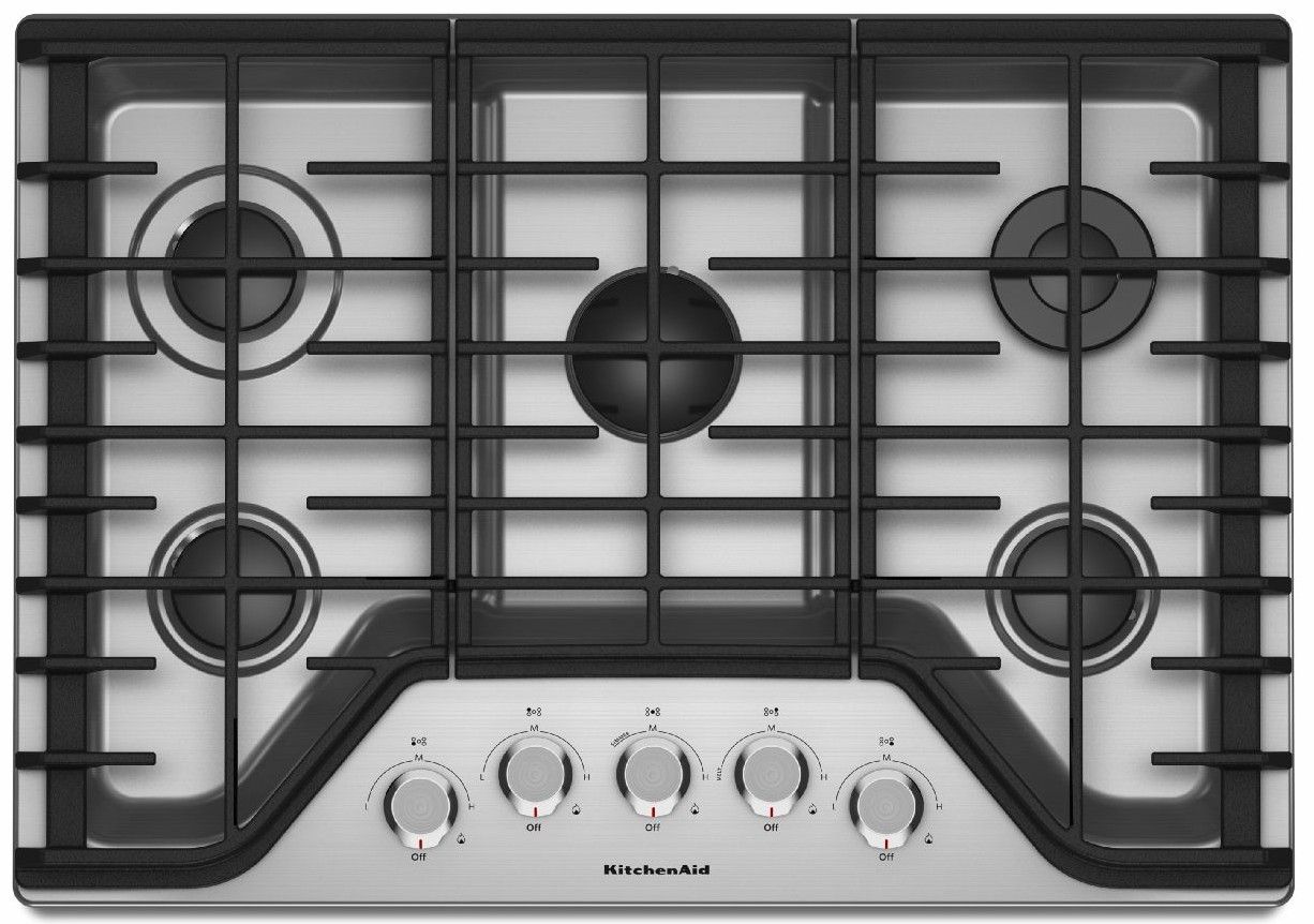 KCGS356ESS KitchenAid 36'' 5Burner Gas Cooktop with Simmer Burner