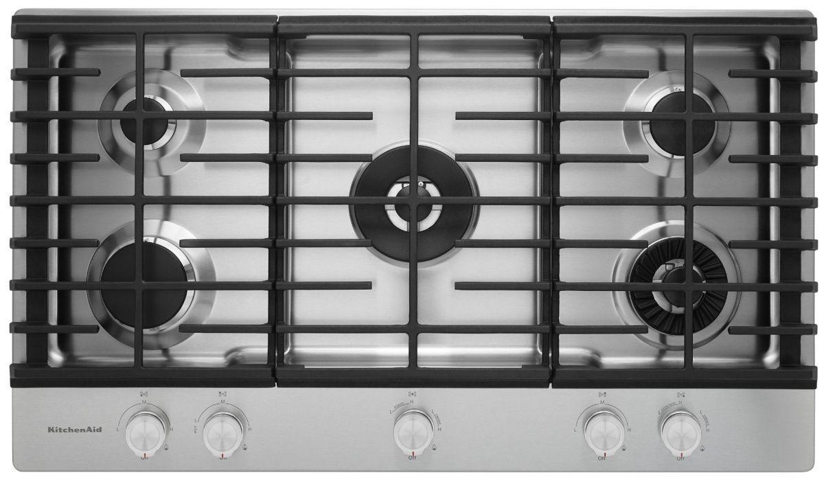 KCGS956ESS KitchenAid 36'' 5Burner Gas Cooktop with Griddle & Dual