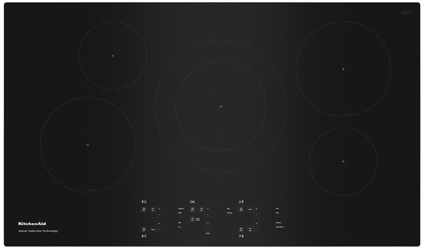 KCIG556JBL KitchenAid 36" Induction Cooktop with 5 Elements Black