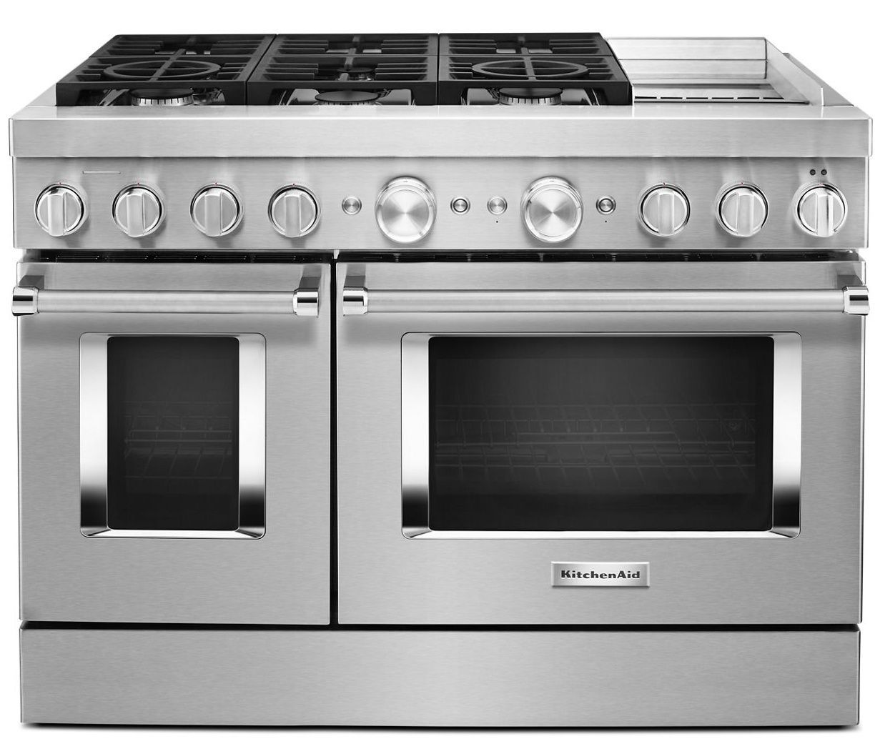 KFDC558JSS KitchenAid 48" Smart Commercial Style Dual Fuel Range with 6