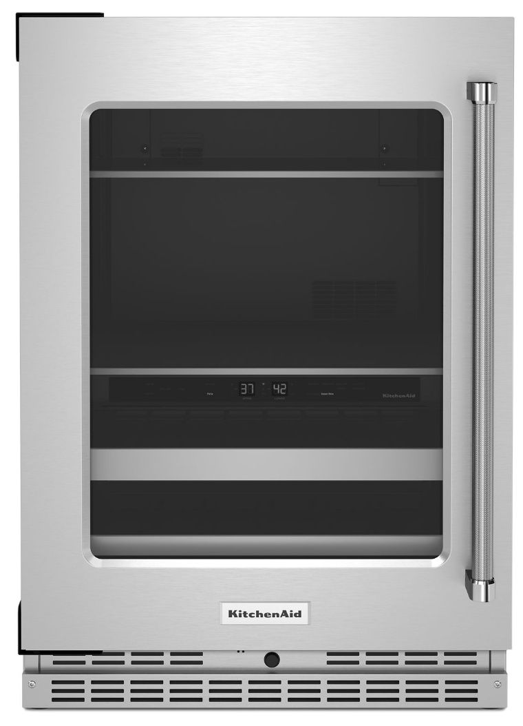 KUBL314KSS KitchenAid 24" Undercounter Beverage Center with Glass Door and MetalFront Racks
