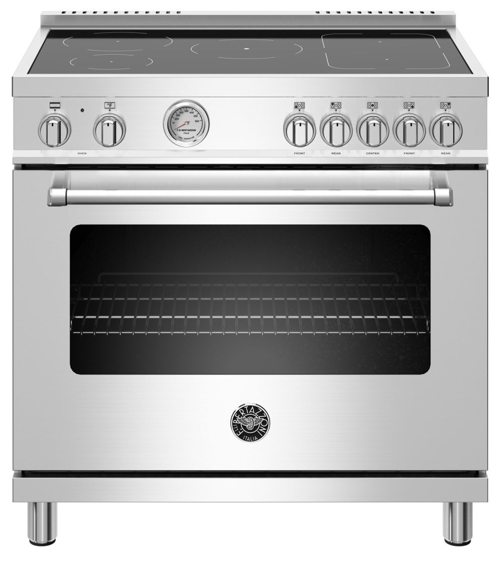 MAST365INMXE Bertazzoni 36" Master Series Free Standing 5 Heating Zones Induction Range with