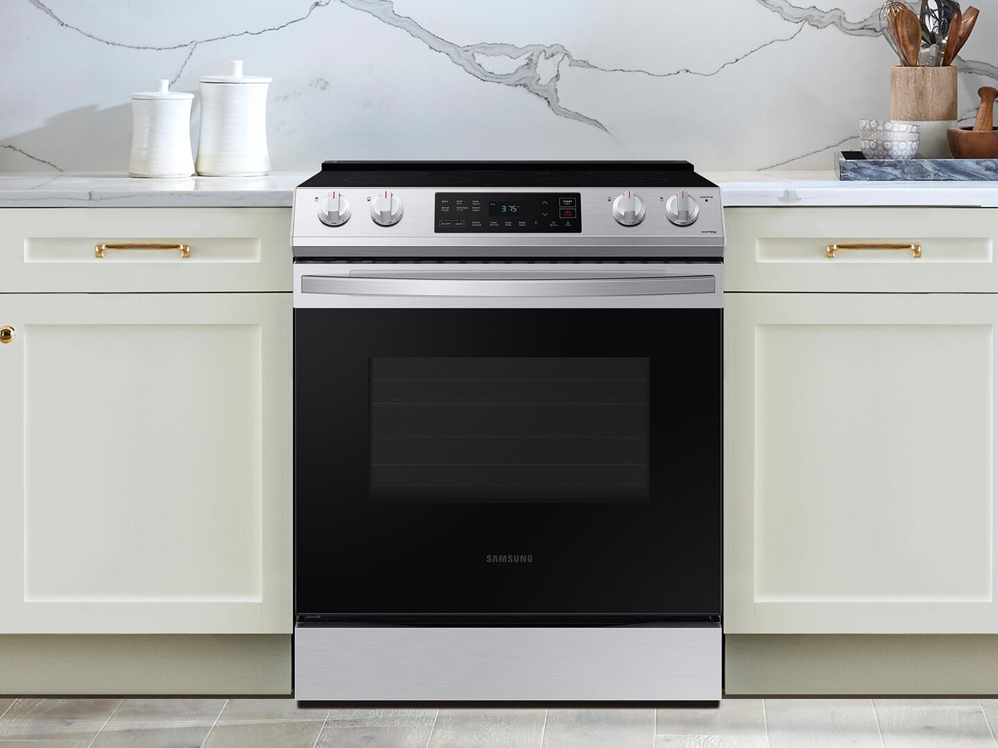 NE63T8111SS Samsung 30" Front Control Wifi Enabled SlideIn Electric Range with Self Clean