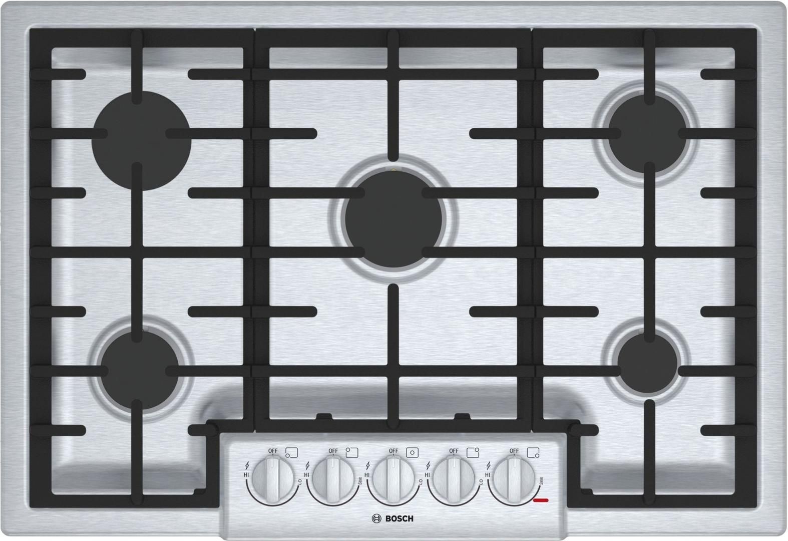 NGM8056UC Bosch 30" 800 Series 5 Burner Gas Cooktop with Electronic Re