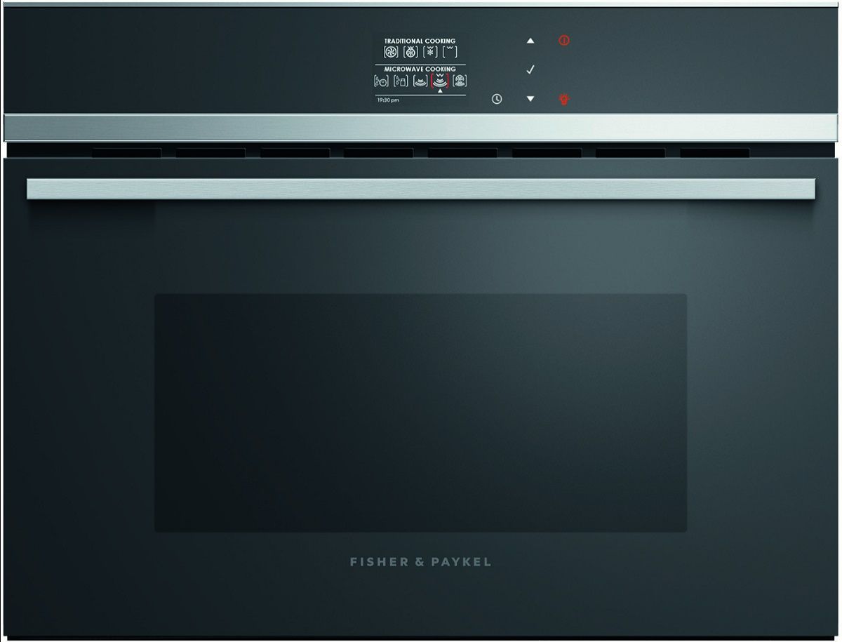 OM24NDB1 Fisher & Paykel 24" Contemporary Convection Speed Oven Black with Stainless Steel Trim