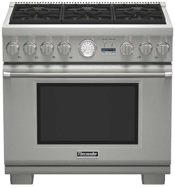 PRD366JGU Thermador 36" Professional Series Six Burner Pro Grand Commercial Depth Dual Fuel