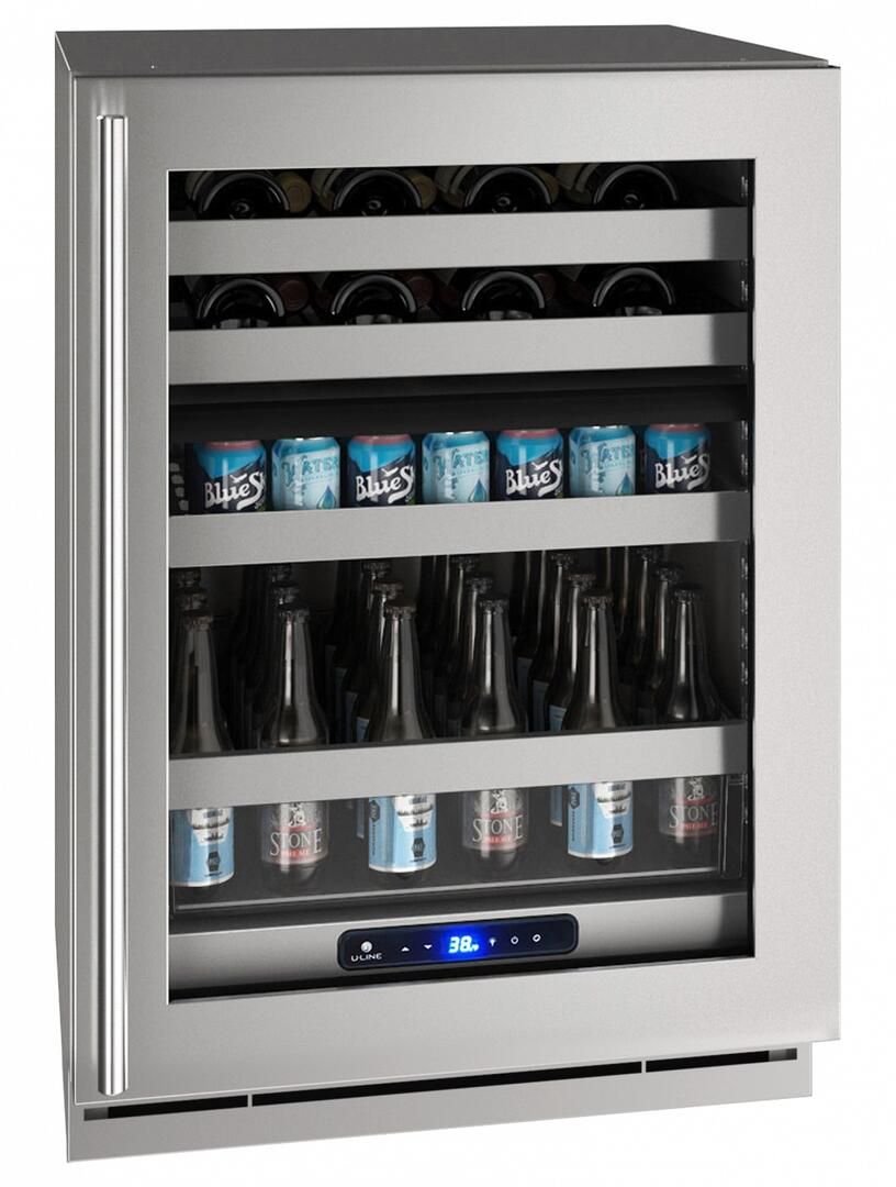 UHBD524SG01A ULine 24" 5 Class Dual Zone Beverage Center with