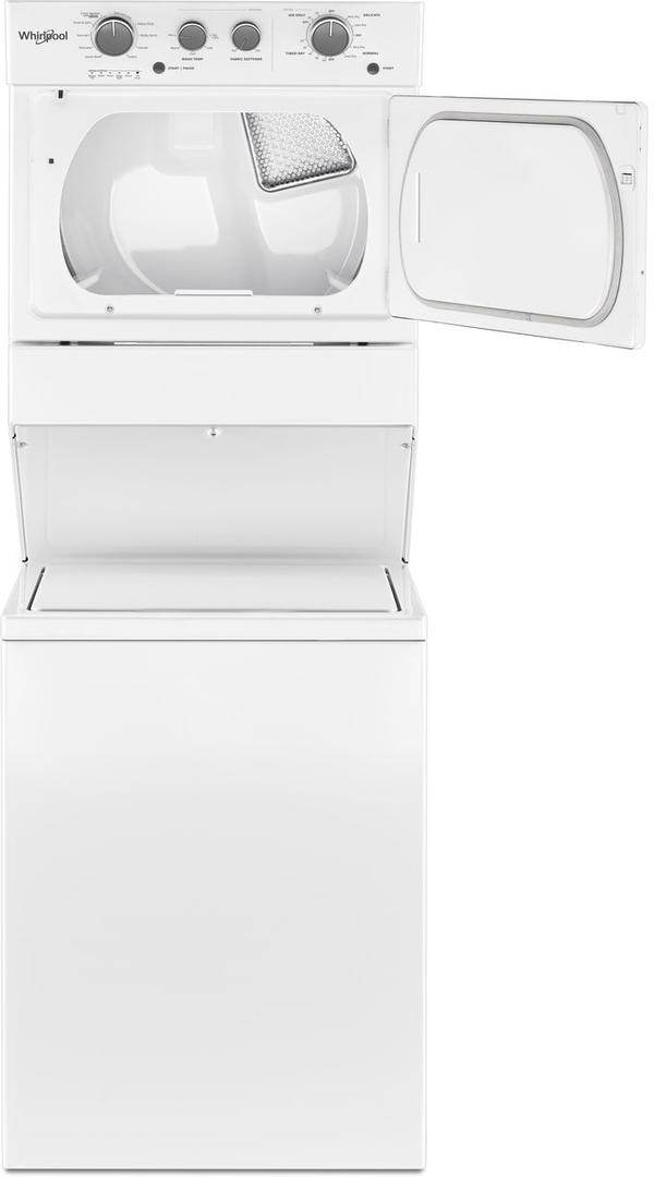 WET4027HW Whirlpool 27" Stacked Laundry Center Washer + Electric Dryer