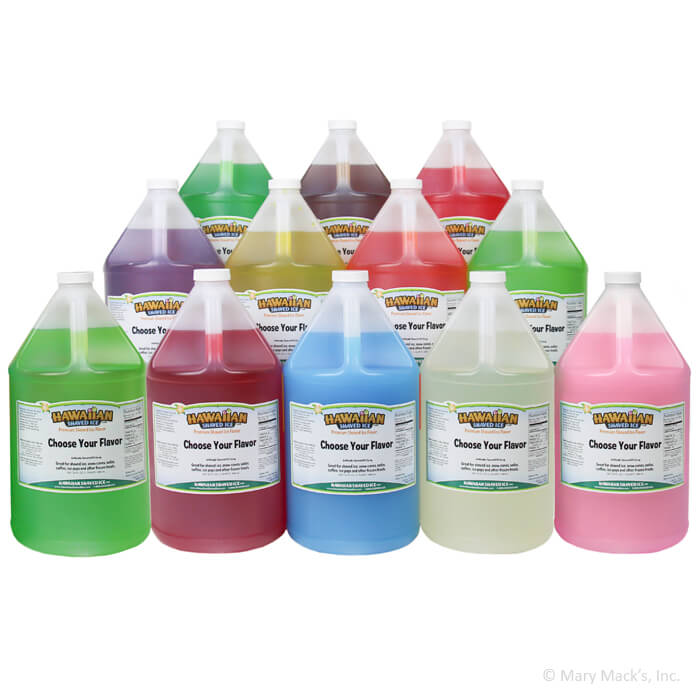 Choose 12 Gallons of Syrup Flavor Hawaiian Shaved Ice
