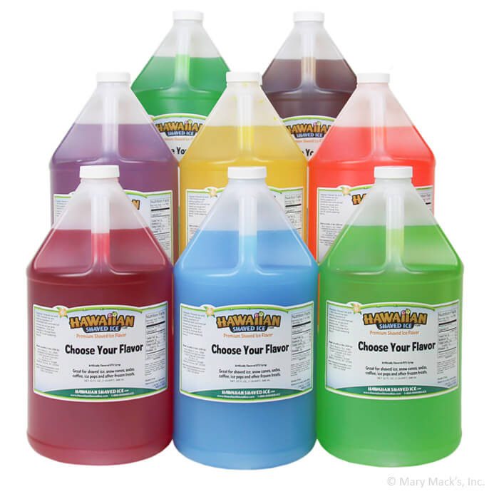 Choose 8 Gallons of Syrup Flavor Hawaiian Shaved Ice