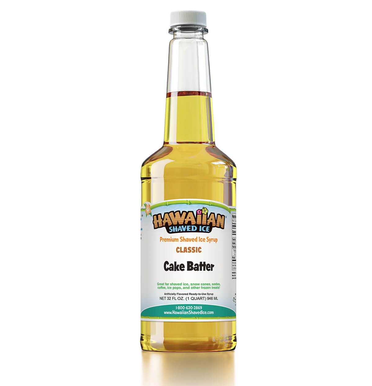 Cake Batter Flavor Shaved Ice Syrup, QuartSized Hawaiian Shaved Ice