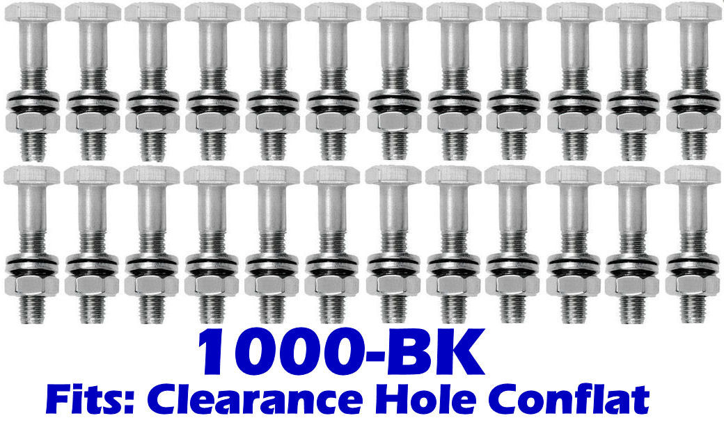 Bolt, Nut & Washer Kit Fits 10" OD Conflat Clearance (Thru) Hole (1000BK)