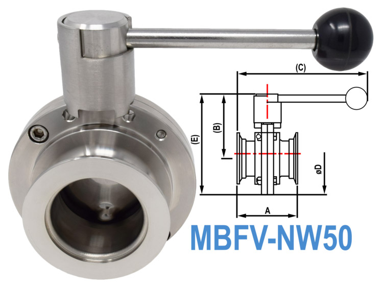 NW50 Manual Butterfly Vacuum Valve MBFVNW50