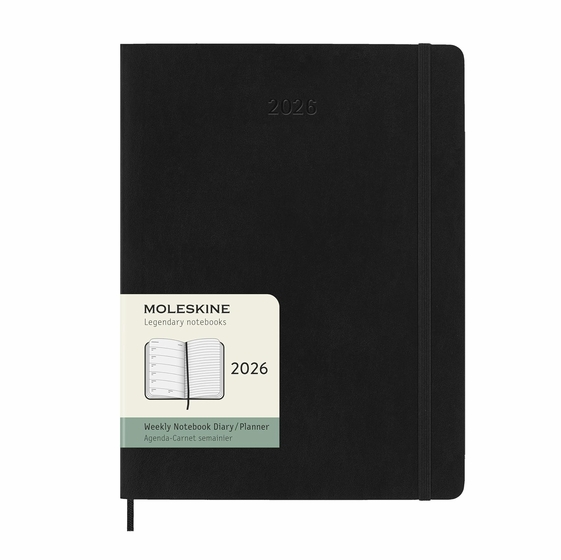 Moleskine 2026 Extra Large Soft Cover Weekly Planner + Notes (7.5 x 9.75) ( Black )
