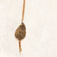 Avindy Gold Druzy Dramatic Teardrop Necklace
